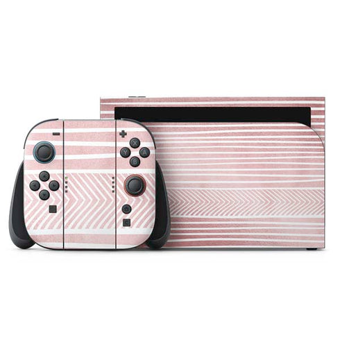 Pink and White Stripes Nintendo Switch 2 (2025) with Joy-Con Skin